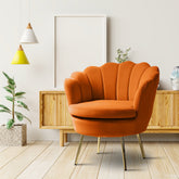 Shell Motif Luxury Mustard Velvet Lounge Chair